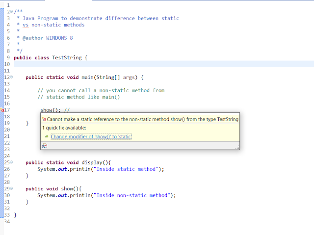  One of the key deviation betwixt a static in addition to a non Difference betwixt Static vs non Static method inward Java