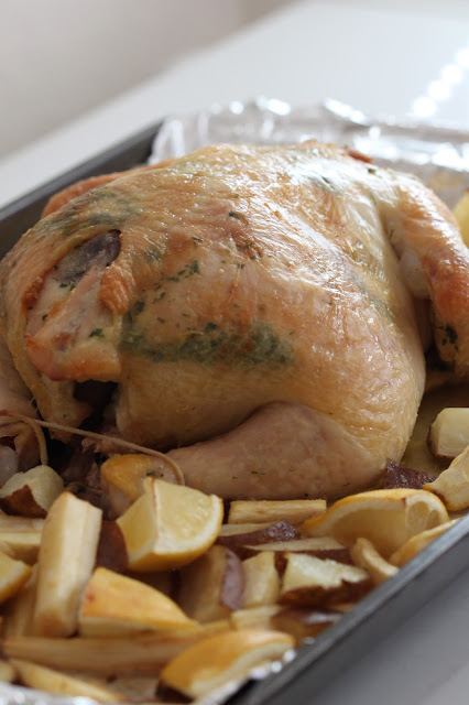 Herbed Roast Chicken with Potatoes and Parsnips | Tortillas and Honey