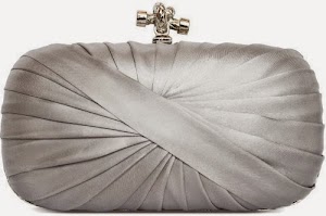 Womens Silver Satin Box Knotted Clasp Evening Clutch Bag KCMODE