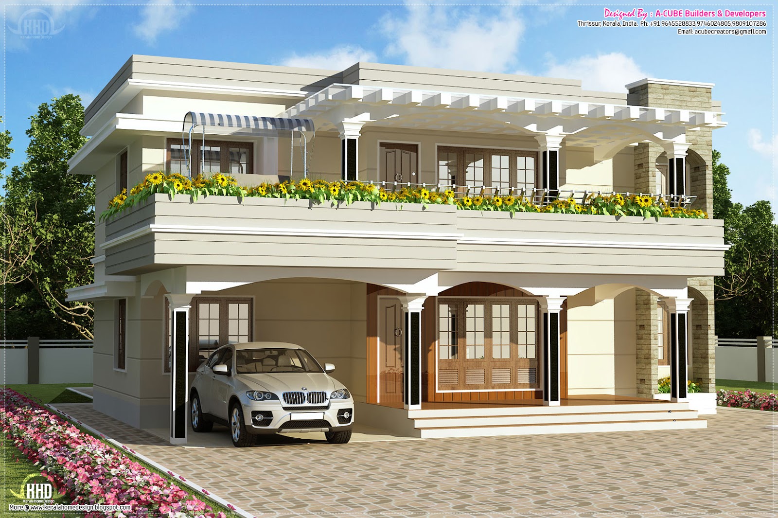 Modern flat roof villa in 2900 sq feet House Design Plans