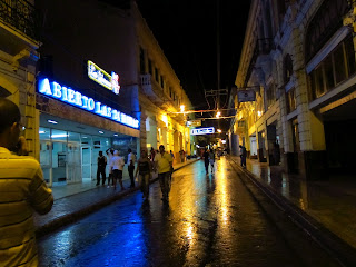 Santiago de Cuba downtown on a wet night