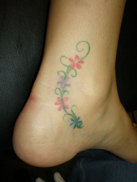 of thorns tattoo · flowers vine leaves and heart cross ankle band tattoo