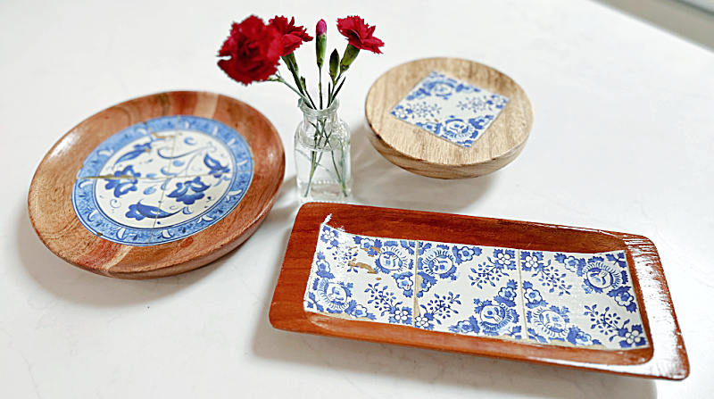 Wooden Dishes with Old Tile Designs