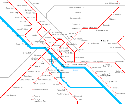 Bremen Karte von U-Bahn