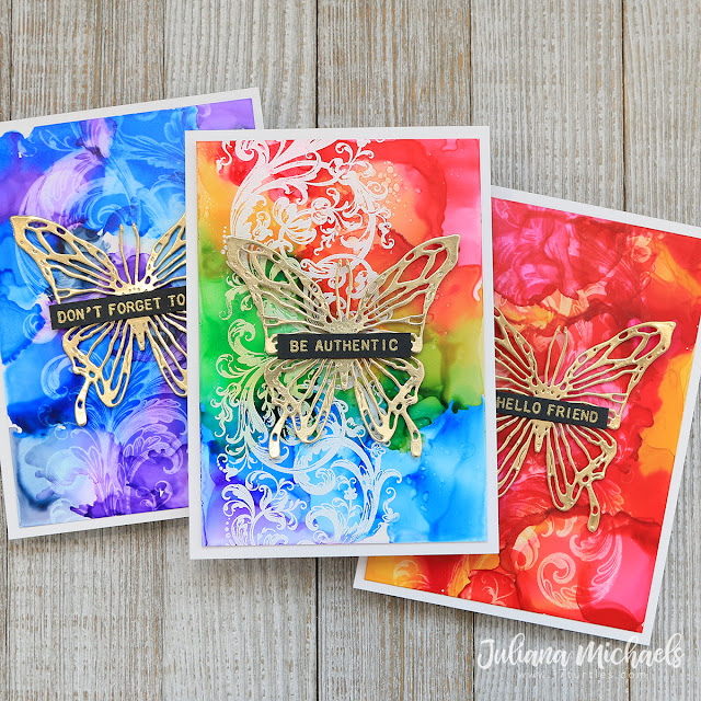 Alcohol Ink Rainbow Backgrounds Card by Juliana Michaels