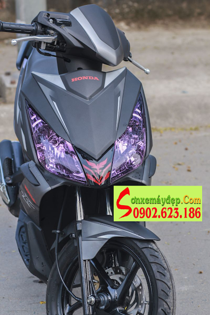 Sơn xe Honda Air Blade Thái xám đen nhám chóa đèn khói tím