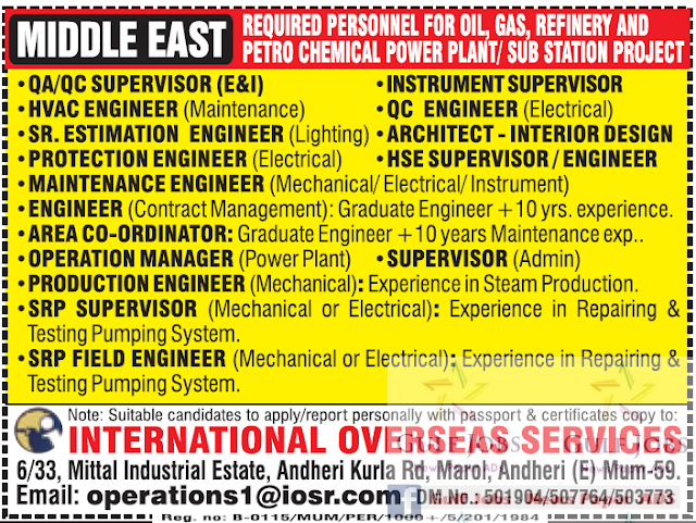 Petrochemical company job vacancies for Middle East