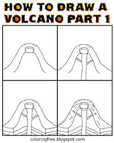 PT.1 learn easy drawing volcanos clipart how to draw a volcano printable volcanic pictures to colour