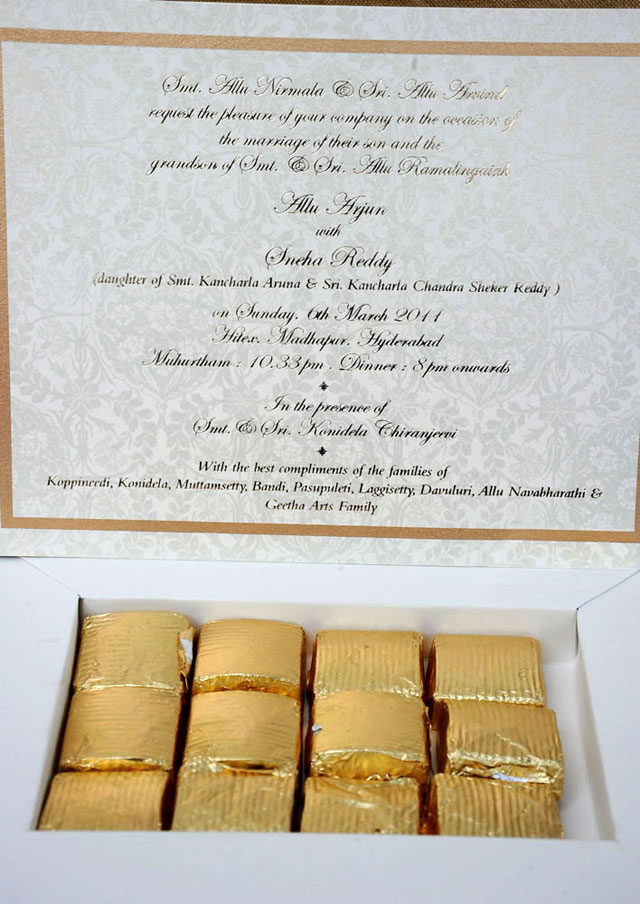 Allu Arjun Sneha Reddy Wedding Invitation Card Photos