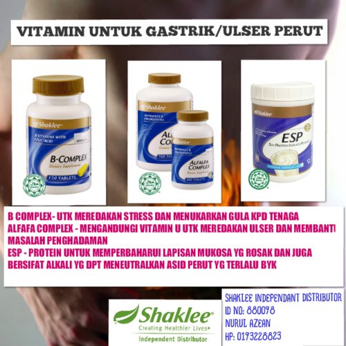 Vitamin Untuk Gastrik, Ulser Perut dan Pedih Ulu Hati 