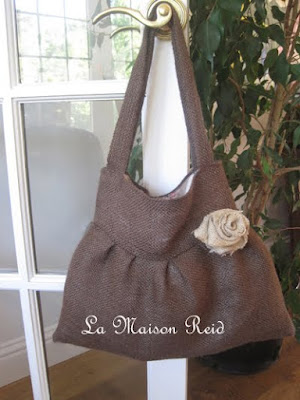 Burlap Purse with Shabby Rose, Purse Tutorial, Burlap Tote