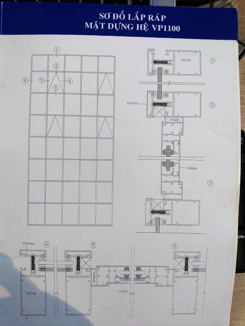 Sơ đồ lắp đặt mặt dựng nhôm Việt Pháp hệ 1100