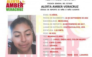 Activan Alerta Amber para Karen Arlen Balcázar Salas en Coatzacoalcos Veracruz