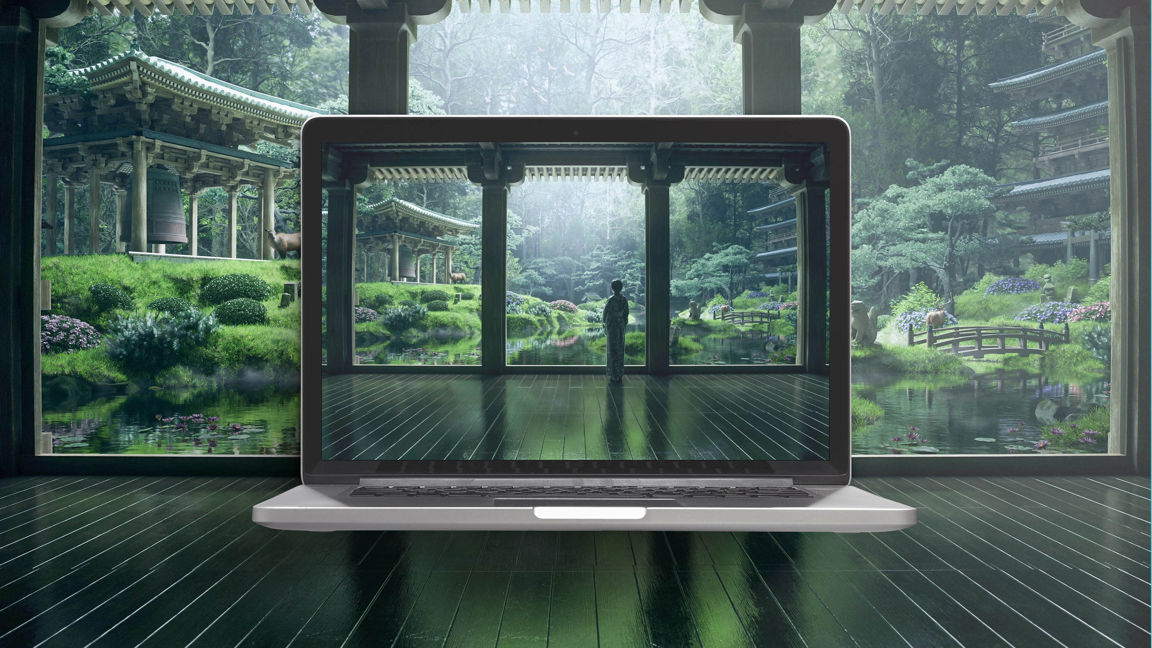 beautiful pc wallpaper of a Japanese garden