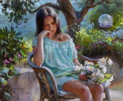 GIRL WITH DAISIES, 2022 painting Vladimir Volegov