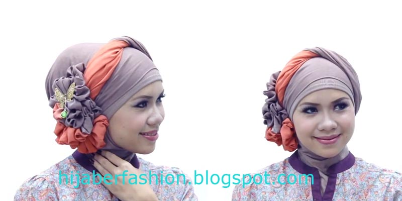 Tutorial Hijab Turban dengan Aksen Bunga  Tutorial Hijab