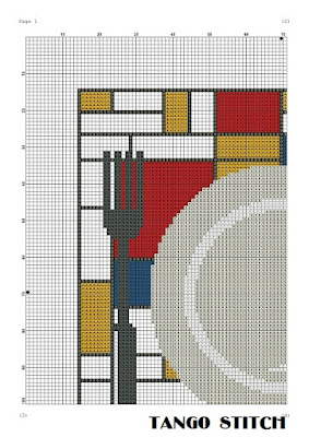 Mondrian style table mat easy cross stitch pattern - Tango Stitch