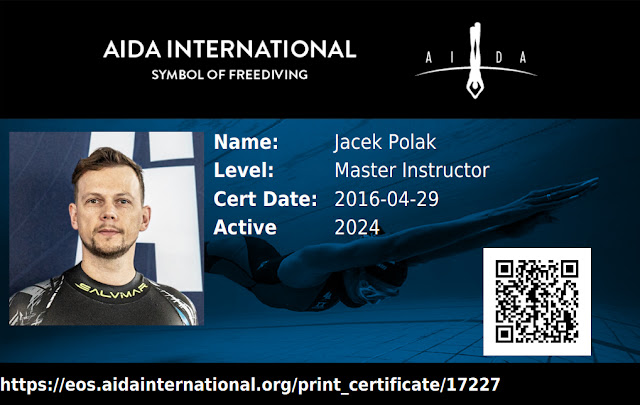 Kursy Freedivingu AIDA - Master Instructor Jacek Polak - Freediving Courses in Kraków in English