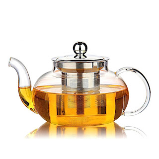 Hiware Good Glass Teapot with Stainless Steel Infuser & Lid, Borosilicate Glass Tea Pots Stovetop Safe, 27 Ounce / 800 ml