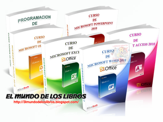 Libros del curso por especialidad en paquete Microsoft Office versión 2010 - Autor: Rico Soft - Edición 2 - Año: 2010 - pdf.  Excel - 324 páginas - peso: 7 MB  Word - 303 páginas - peso: 26 MB  Access - 214 páginas - peso: 7 MB  PowerPoint - 288 páginas - peso: 20 MB  Outlook - 116 páginas - peso: 2 MB  Programación Macros Excel - 157 páginas - 