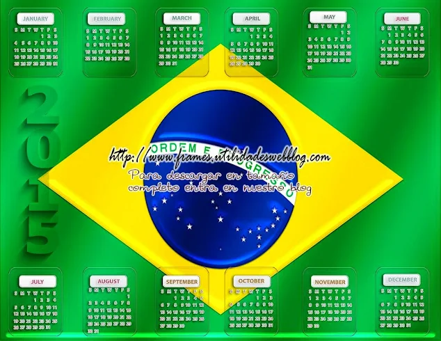 Calendario con la bandera de Brasil