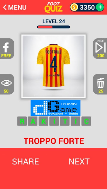 FootQuiz Calcio Quiz Football ( SHIRT) soluzione livello 21-30