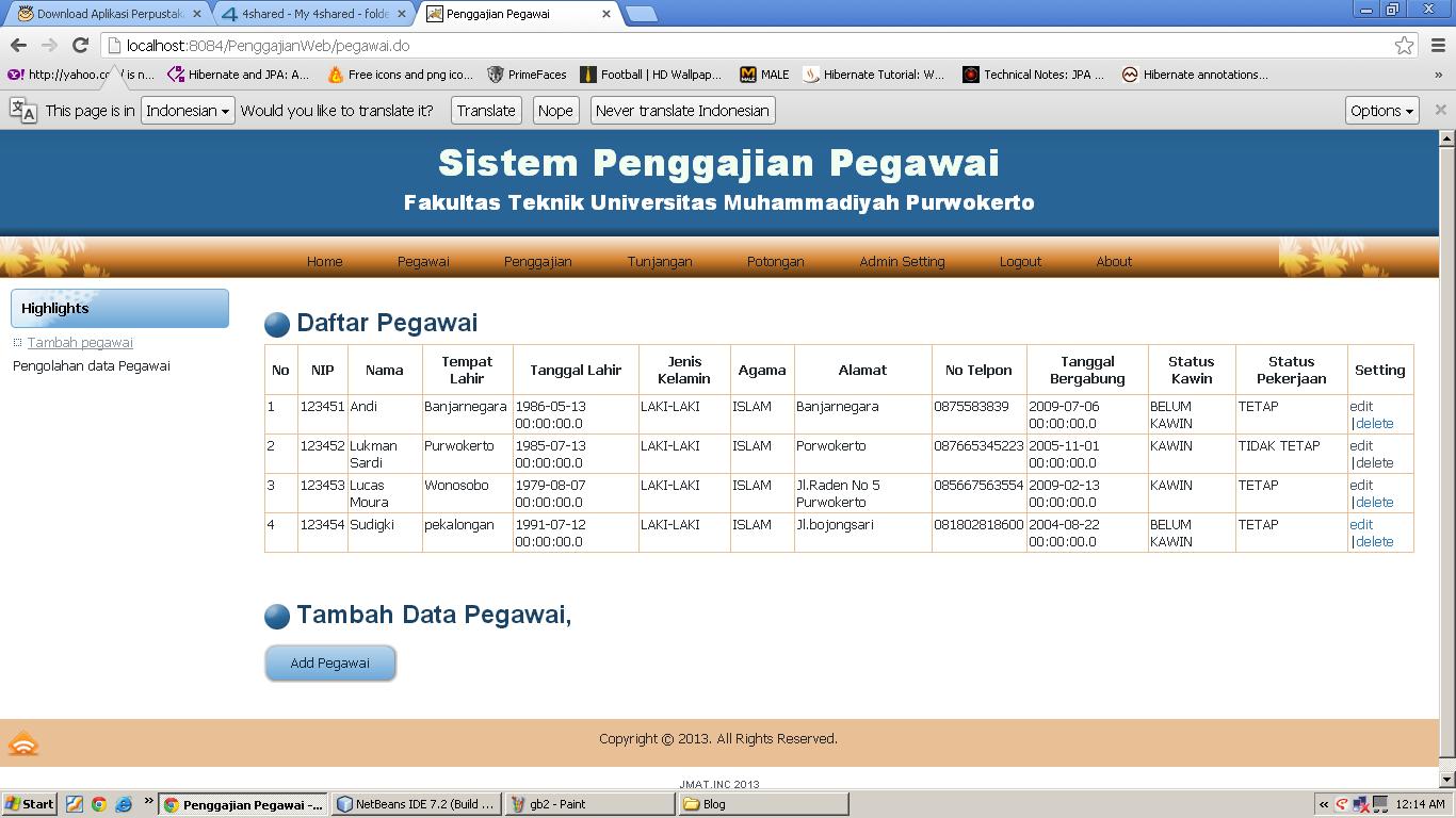 Download Aplikasi Penggajian Pegawai Berbasis Web dengan 