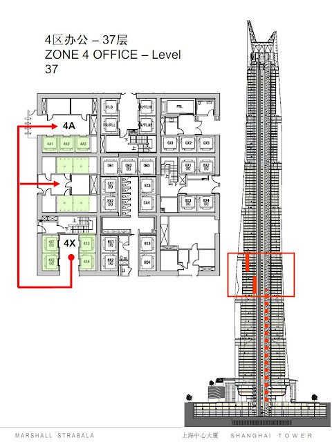 Elevator system of zone 4 in Shanghai Tower