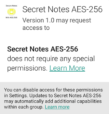 Secret Notes AES-256 Does Not Require Any Permission - Zero Permission App