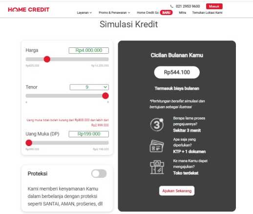 simulasi tabel angsuran home credit online