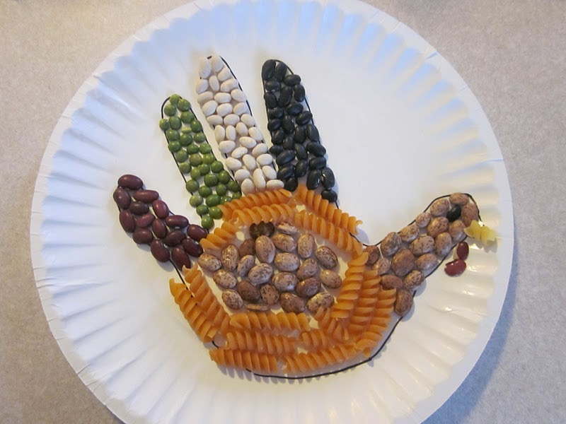 Download Thanksgiving Turkey Hand Print Beans Collage Craft | Preschool Education for Kids