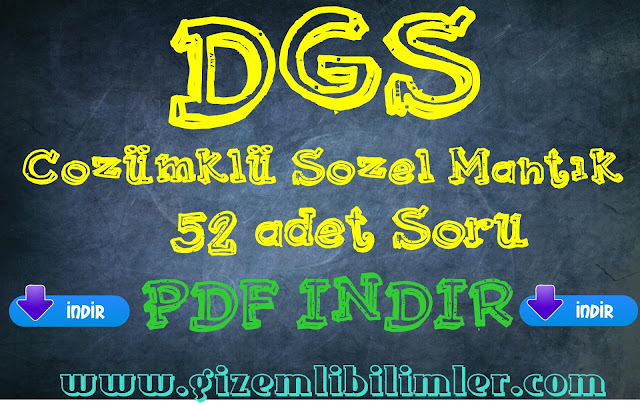 52 Adet Çözümlü Sozel Mantık Sorusu PDF İNDİR