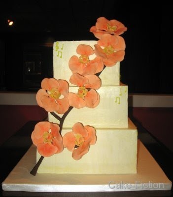 Orange Vanda Orchids Wedding Cake