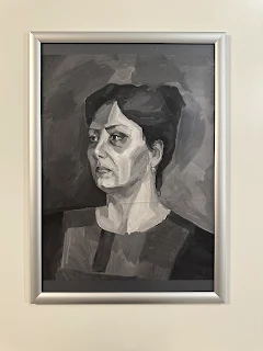 Gouache Portrait auf Aquarellpapier, A2 Format