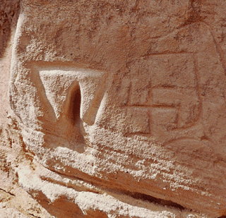 Egyptian rock carving of a swastika.