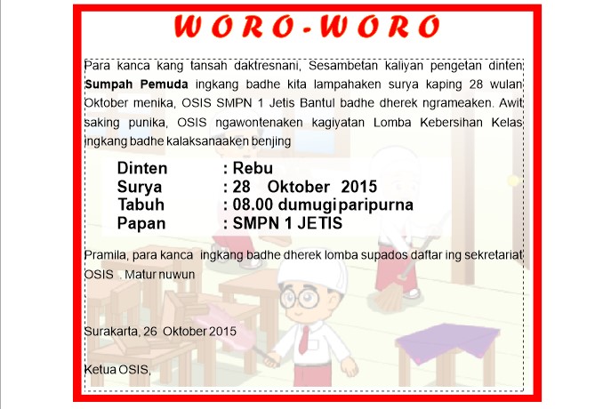 Contoh Desain Woro-Woro Ngagem Bahasa Jawa Terbaru