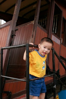 The old wooden train - not a good idea to place on flat ground