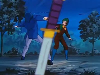 Max and Milia duel. Amazingly, the Robotech version of this scene is better written.