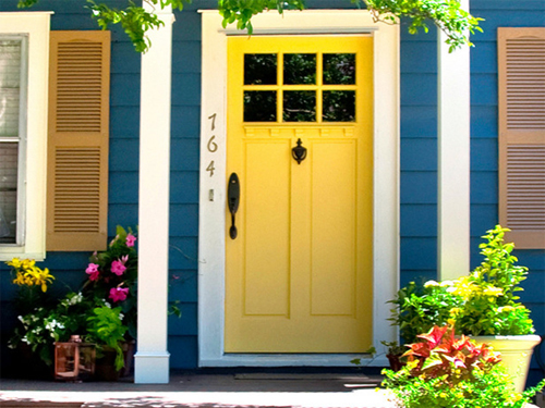 front door awning pictures Yellow Houses with Front Doors | 500 x 375