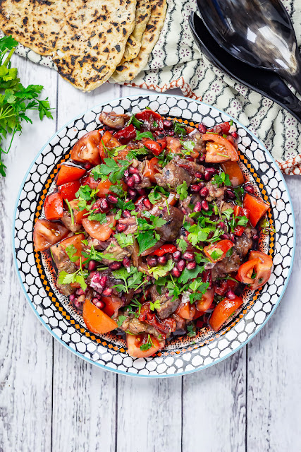 Smoky Aubergine Salad with Red Pepper 