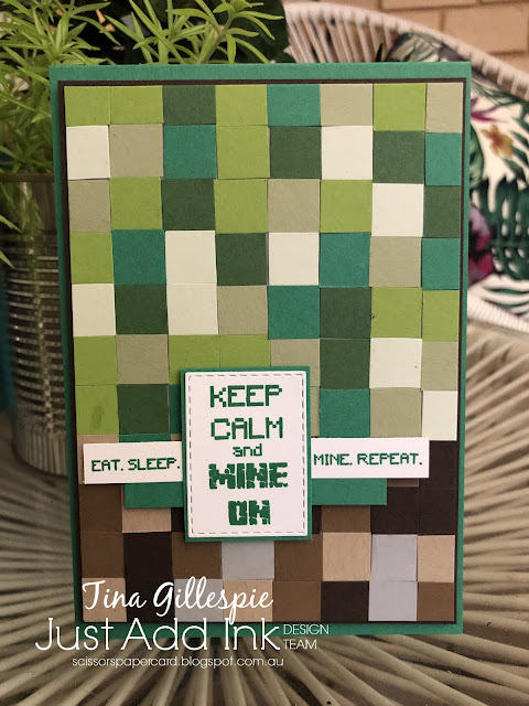 scissorspapercard, Stampin' Up!, Ink Road Stamps, Just Add Ink, Game On, Minecraft, Stitched Rectangle Dies