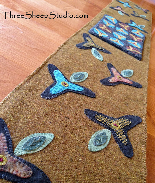 Punch Needle and Wool Applique by Rose Clay at Three Sheep Studio