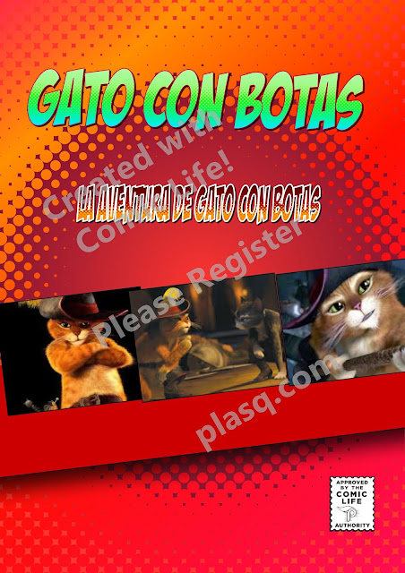 la imagen muestra al gato con botas en diferentes acciones