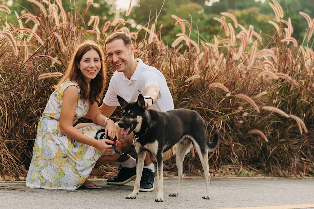 Family with a dog