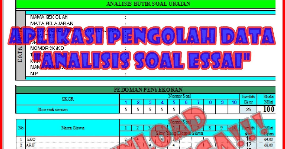 Aplikasi Analisis Butir Soal Uraian.xls Media Untuk Belajar