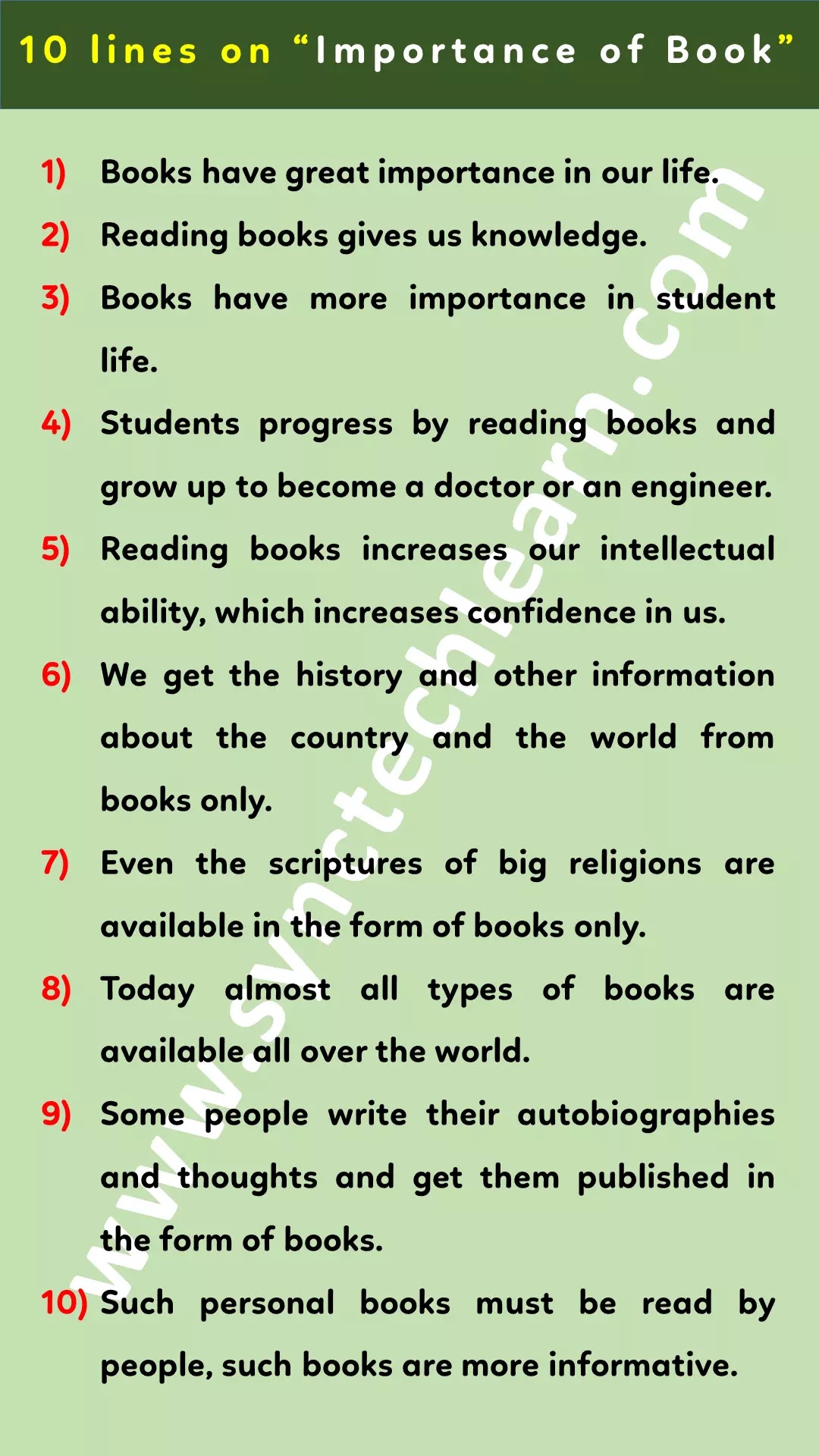 10 lines on importance of books in english