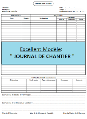 Découvrez un excellent modèle de JOURNAL DE CHANTIER au format PDF à télécharger gratuitement.