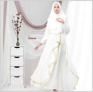 Baju Gamis Pesta Angun Seliva Syar'i Warna White 