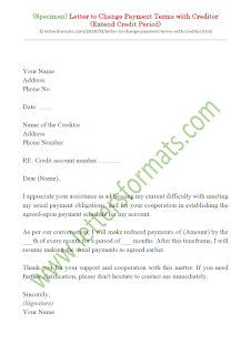 sample letter changing payment terms with creditors