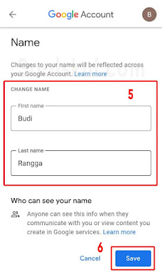 langkah 5-6 ganti nama google meet hp
